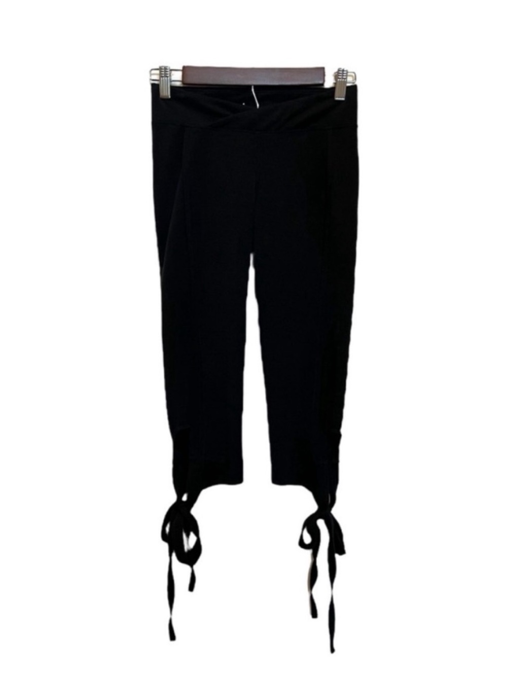 Free People Movement Leggings Cropped Black Size Small Tie Hem Boho Cotton Blend